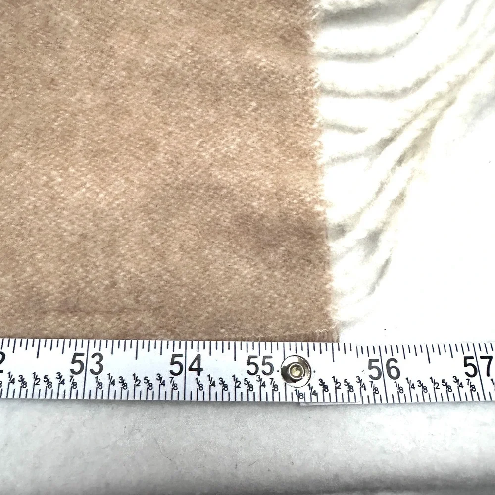 Luna Luxury Home Collection Wool Cashmere 54x56 Throw Blanket Italy Camel Cream